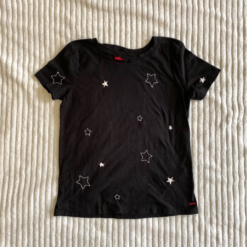 n: Philanthropy Black T-Shirt with Stars